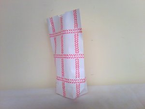 画像1: フランス　　紙袋　　葉っぱ模様×ピンク