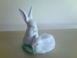 画像1: ハンガリー　　HEREND ヘレンド　　  陶器の置物　　ウサギ　　