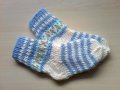 エストニア　　おばあちゃんの編んだ靴下　　子供用  　スカイブルー×ホワイト　　　13.0ｃｍ