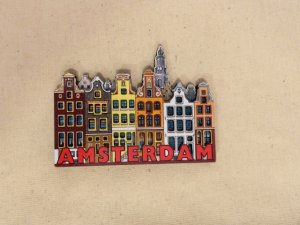 画像1: オランダ　　木製マグネット　　アムステルダム　　　建物　