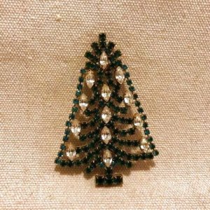 画像1: チェコ　ヴィンテージ　ガラスブローチ　クリスマスツリー 　 Ｂ