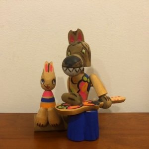 画像1: ロシア　木の人形　ヌ・パガヂー！　ウサギとオオカミ  1977年