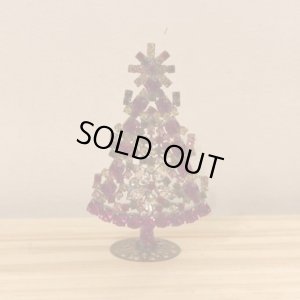 画像1: チェコ　ヴィンテージ  ガラスのミニクリスマスツリー　クリア×赤紫　 (7)－４