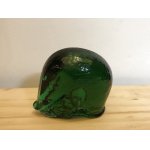 画像: チェコスロヴァキア　ガラスの置物　立体ゾウさん　　深緑