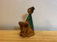 画像: ドイツ　　木の人形　　織物をしている女性　グリーン