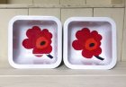 画像: フィンランド　マリメッコ　marimekko    メラミンスクエアプレート　ウニッコ　　レッド　　　15cm